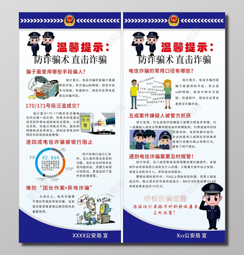 防诈骗术直击骗术公安局宣传展板