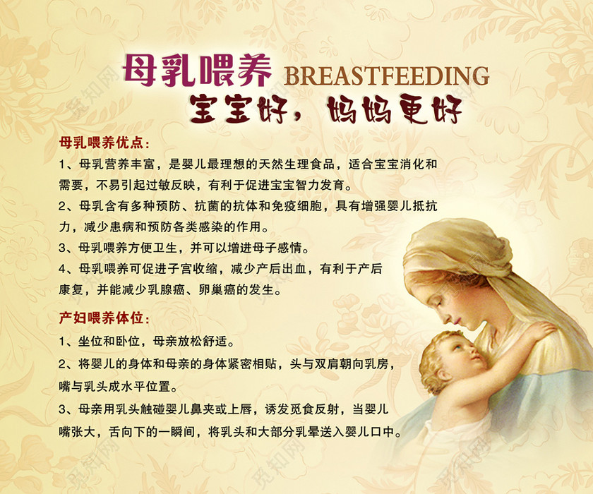 觅知网 设计素材 广告设计 欧式底纹母乳喂养宝宝健康宣传展板.