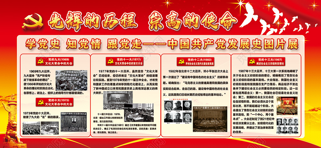 共产党党的光辉历程发展历程展板设计