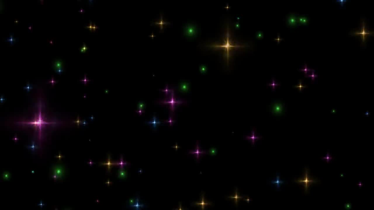 高清动画五彩粒子星星闪耀背景视频素材