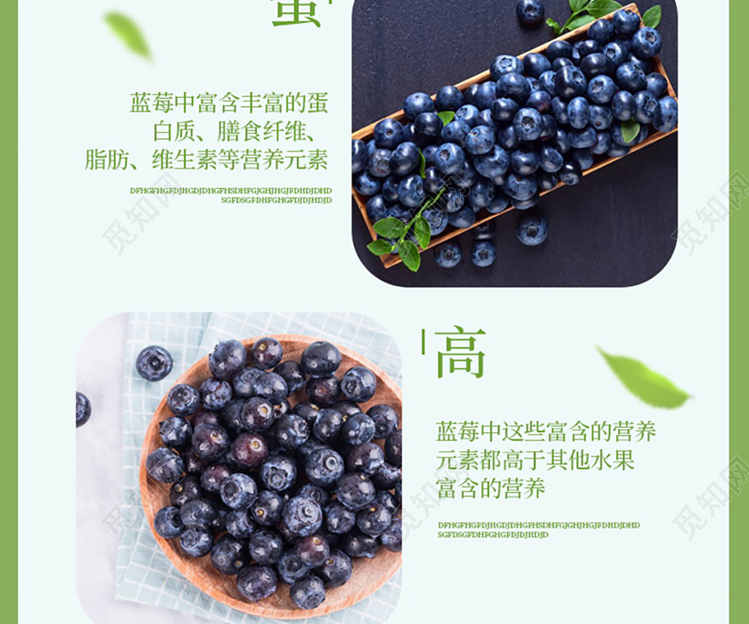 小清新简约蓝莓淘宝天猫电商促销活动详情页