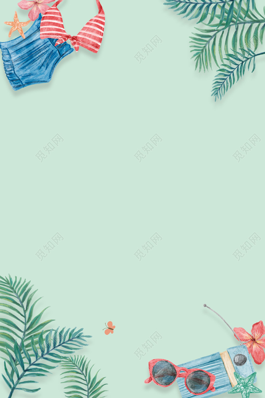 绿色简约风立夏背景图