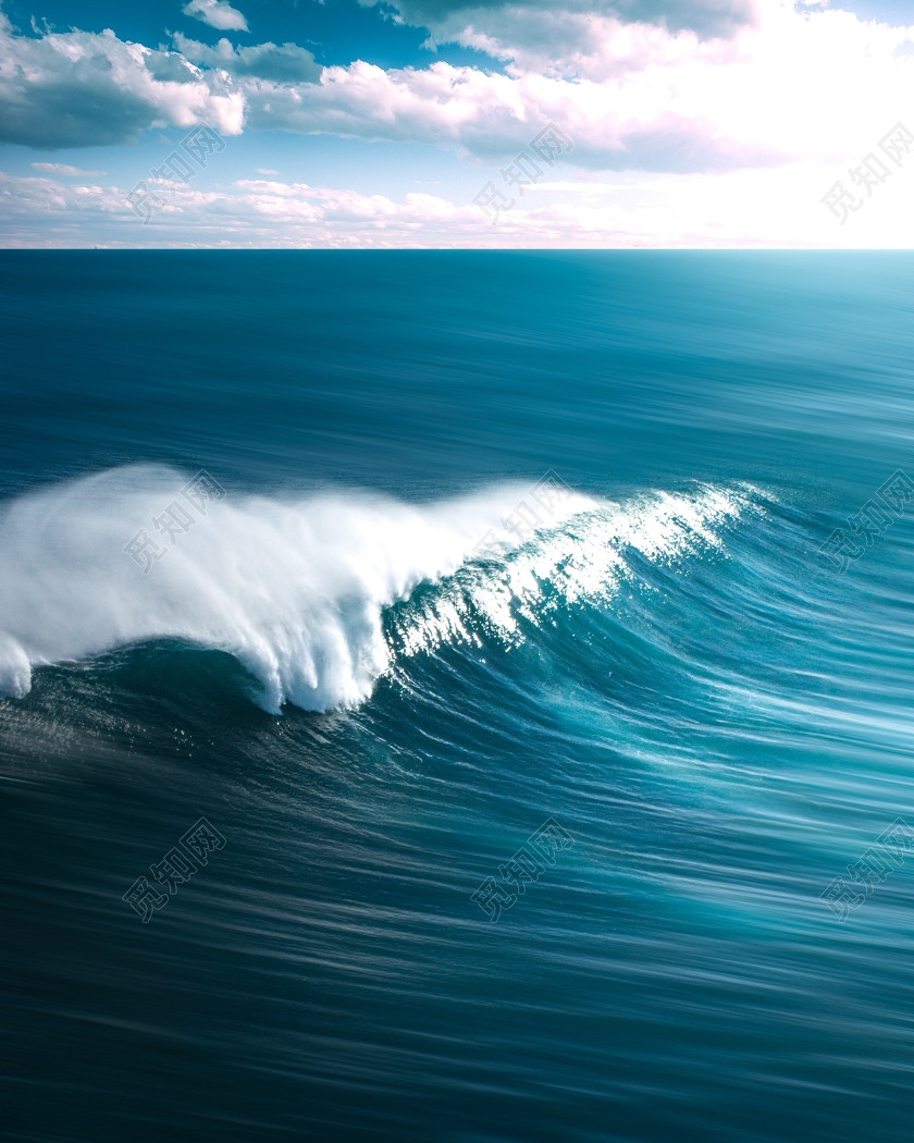 蓝色简约海水海浪漂流背景素材