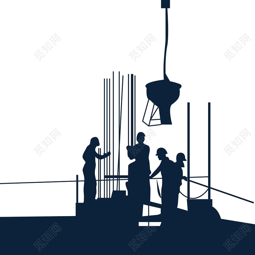 五一人物施工建筑工人塔吊剪影矢量素材