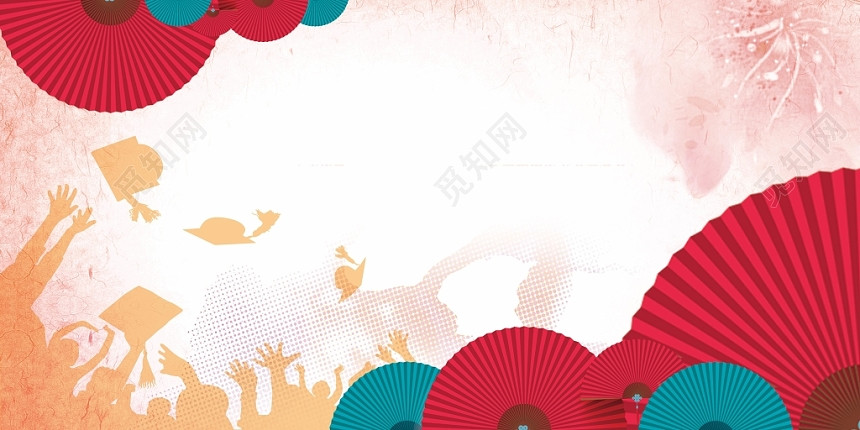 开心女孩致青春毕业季毕业典礼彩色背景海报