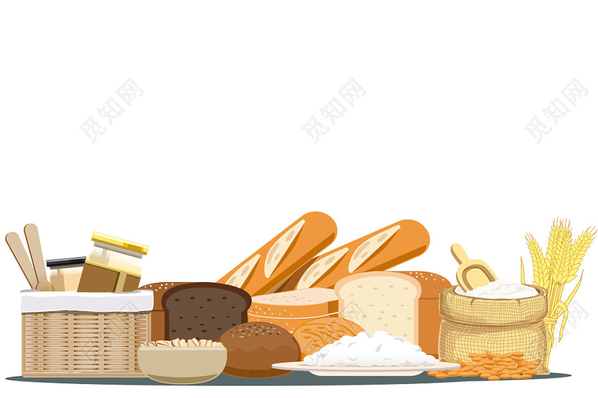 卡通食品安全宣传面包粗粮png素材