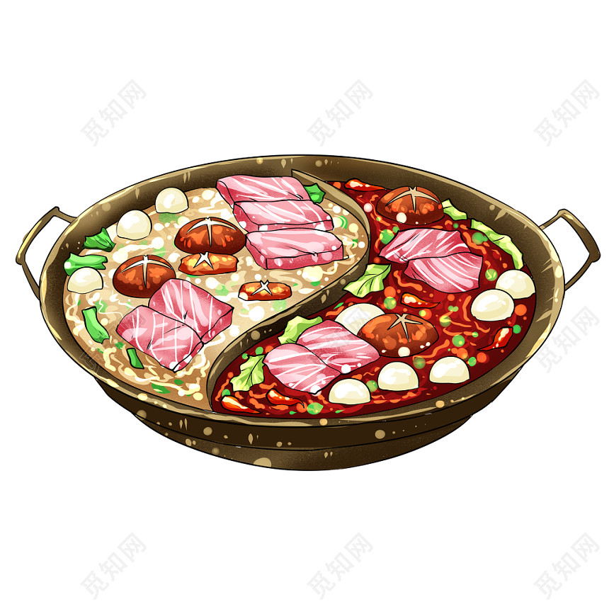 手绘卡通美食火锅食物素材