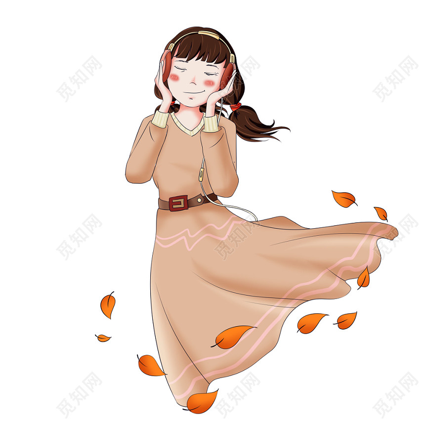 手绘卡通秋天人物素材