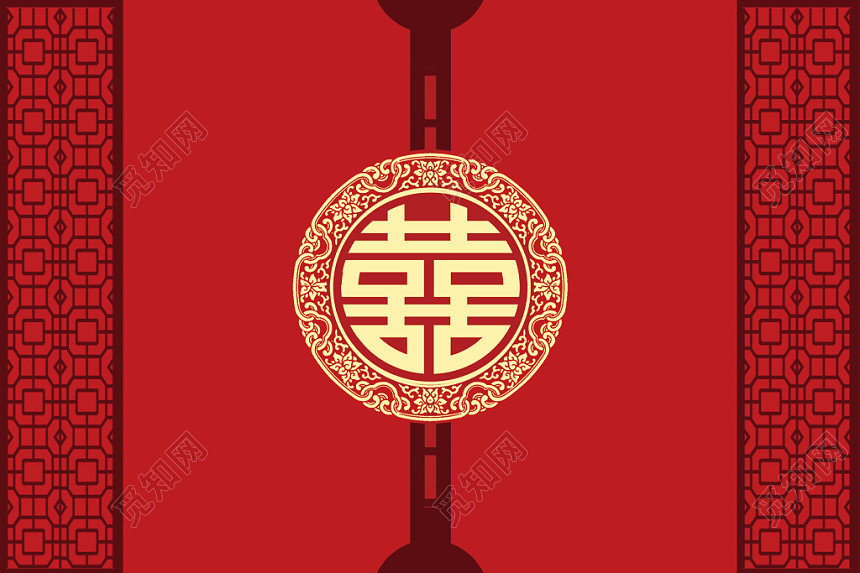 红色门窗中式婚礼素材