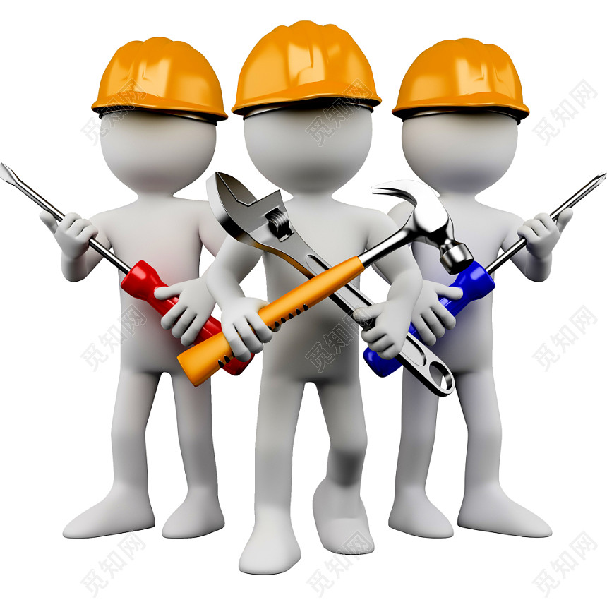 装修施工安全生产3d小人拿工具png素材