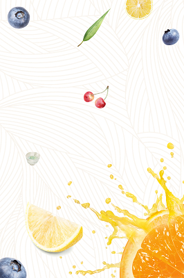 纹理清新橙子蓝莓夏天水果茶饮品促销海报背景