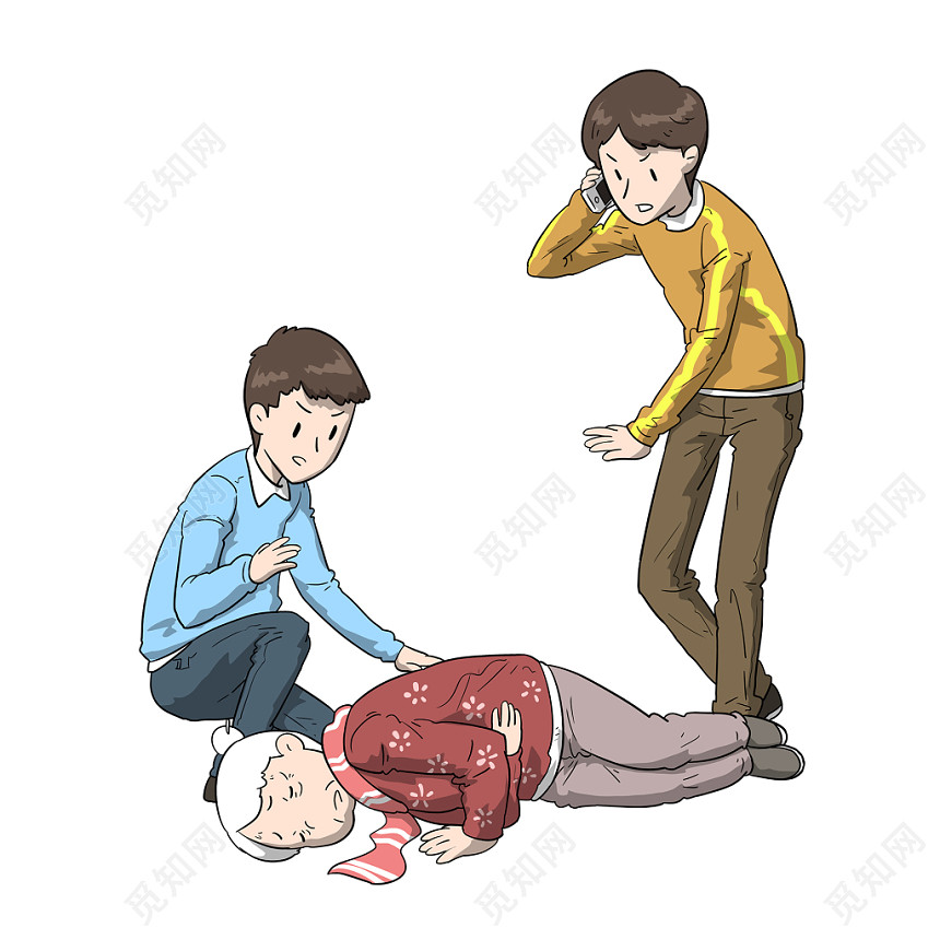 手绘卡通见义勇为人物素材