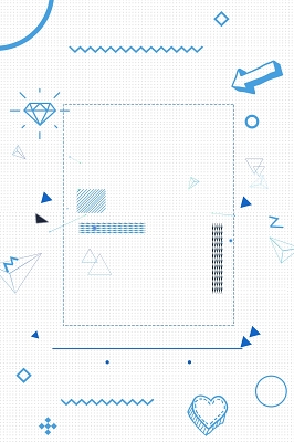 蓝白卡通手绘爱心箭头矩形线条社团招新招生海报背景