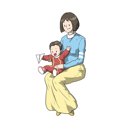 手绘卡通母婴亲子母子人物素材