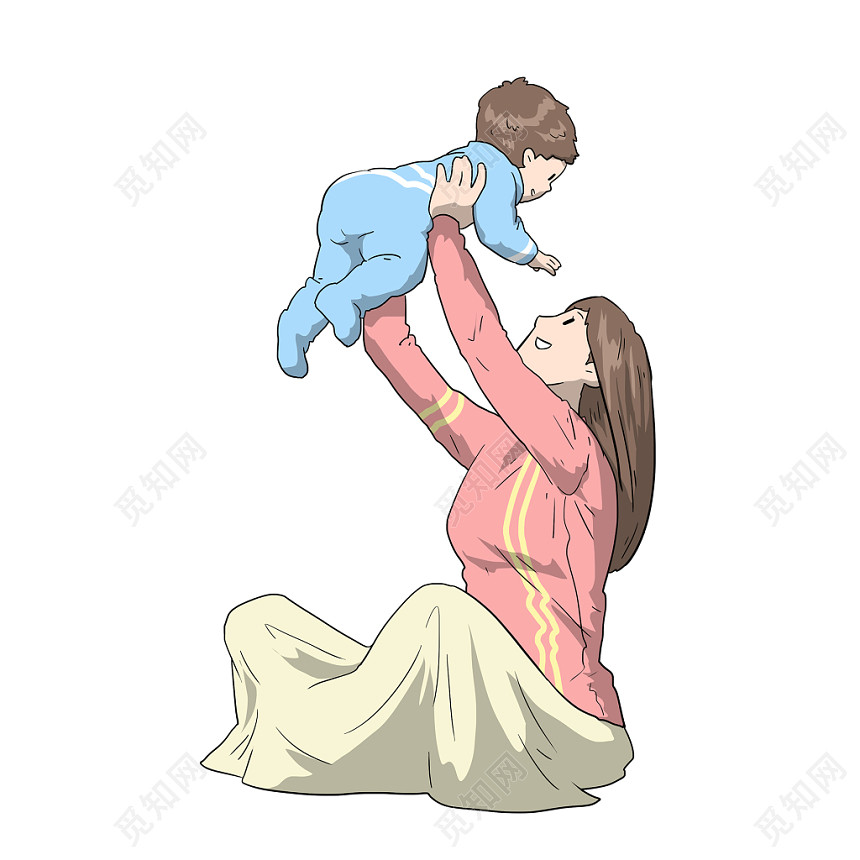 手绘卡通母婴亲子母子人物素材