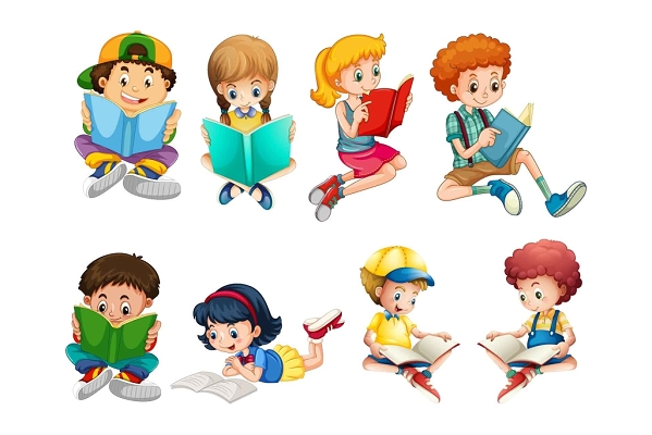 卡通人物儿童读书学习读书书本阅读卡通人物儿童png素材