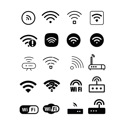 简约黑白wifi信号无线网络标志素材
