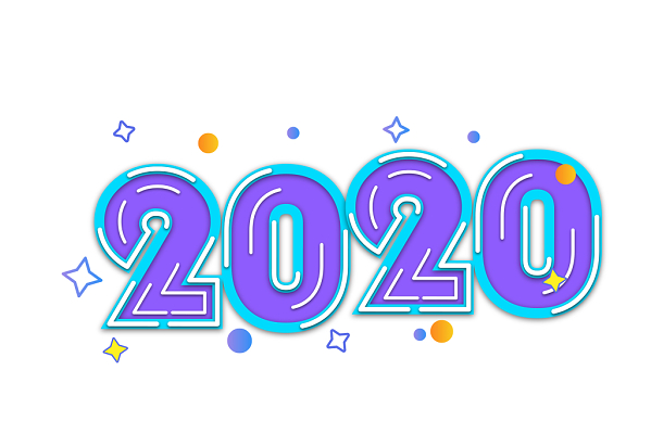 卡通简约2020艺术字新年鼠年春节创意蓝色艺术字