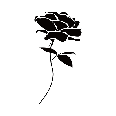 简约黑色玫瑰花剪影矢量素材