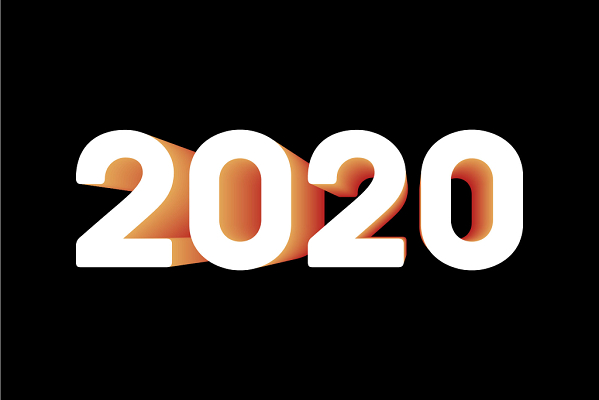 彩色2020艺术字矢量素材