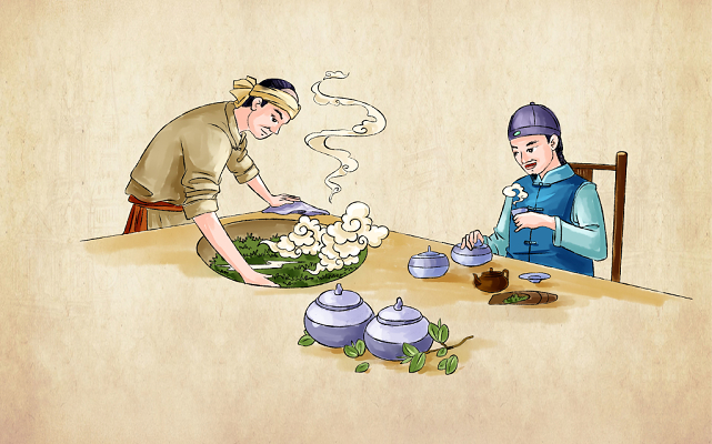 手绘古风中国风传统茶文化人物素材
