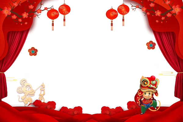 新年年会春节红色喜庆灯笼祥云鼠年新年边框素材