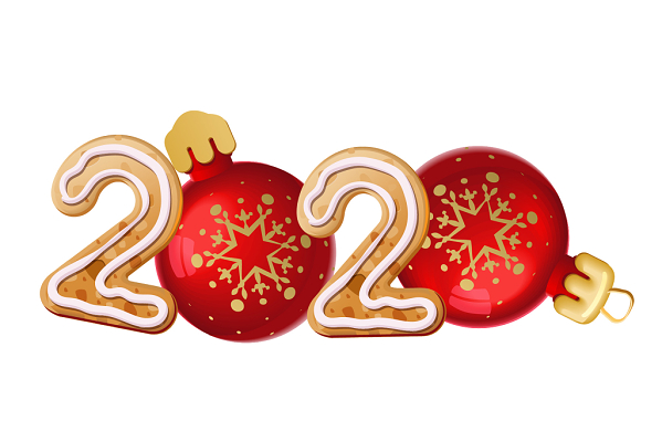 红色卡通2020艺术字新年圣诞素材