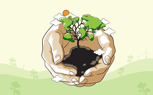 卡通世界森林日之保护世界树原创插画素材