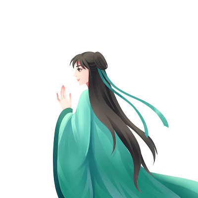 古风古装少年汉服背影插画png素材
