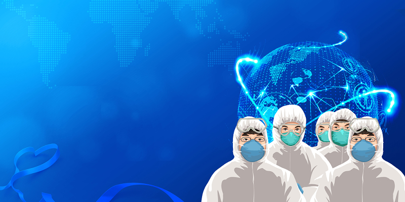 抗疫蓝色大气疫情防控全球战疫倡议宣传展板背景素材