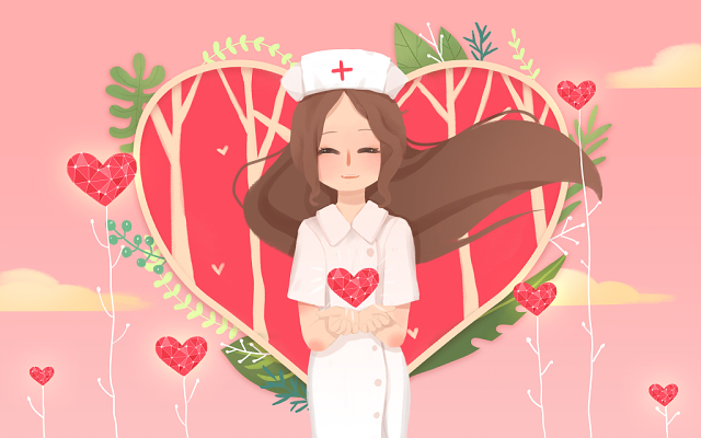 卡通手绘手捧爱心的护士原创插画护士节海报素材