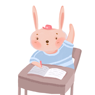 卡通兔子可爱兔子上课举手素材