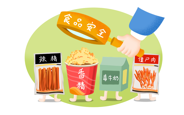 食品安全检查卡通手绘原创插画海报