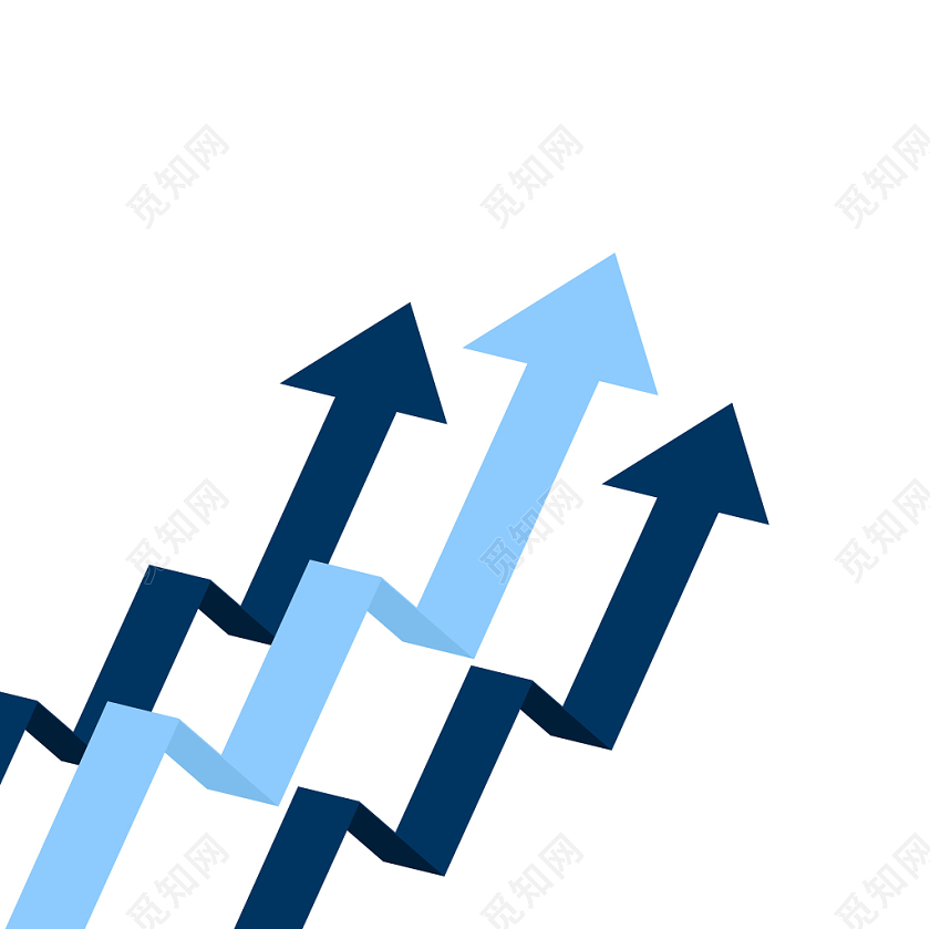 简约蓝色阶梯向上箭头PNG素材免费下载 觅知网