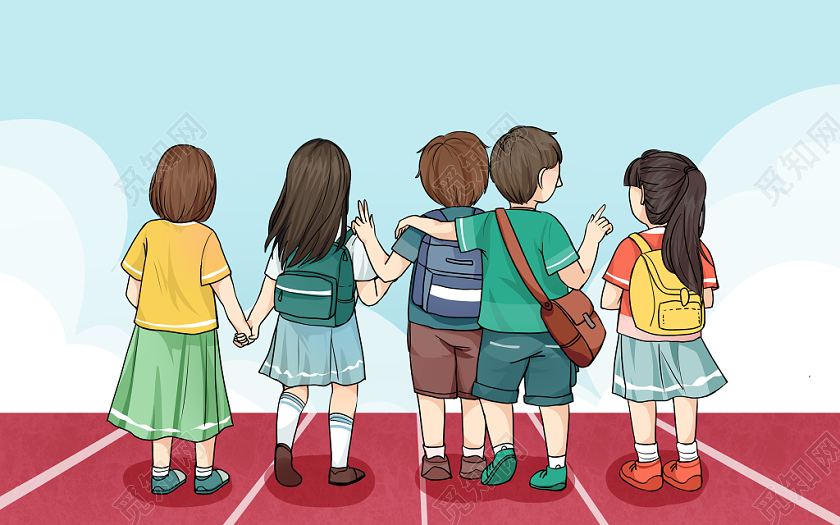 学生背影开学素材插画