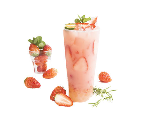 粉色清新益生菌夏日草莓饮品产品实物png素材