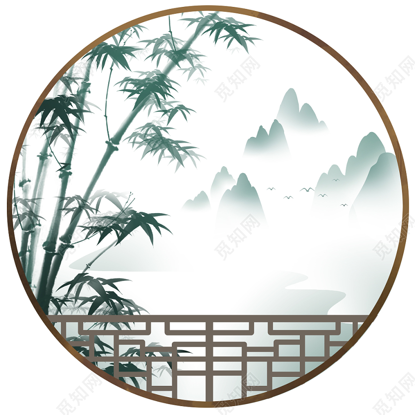 古风水墨山水竹子背景