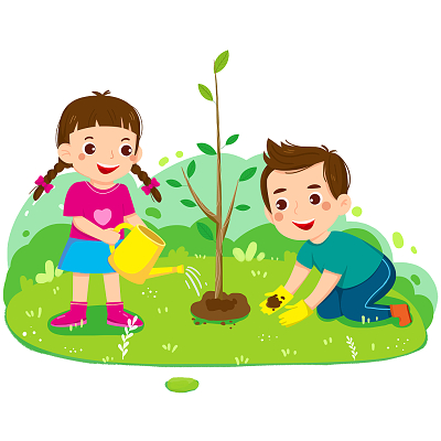 春天植树节插画植树节手绘卡通植树场景免抠png素材图植树节植树环保