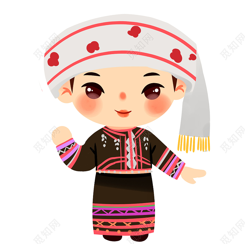 拉祜族民族服饰q版卡通人物少数民族服装png素材卡通少数民族人数