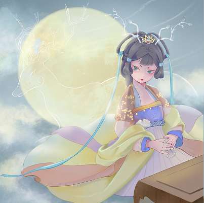 神话人物古代美女素国风嫦娥二次元psd素卡通人物头像