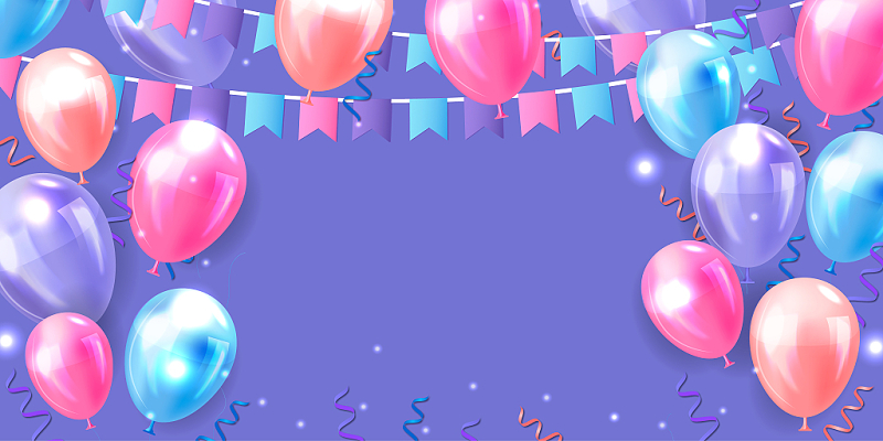 紫色庆祝生日快乐气球活动展板背景