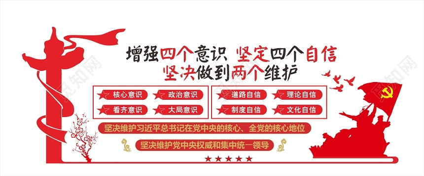 华表中国风自觉增强四个意识党政党建党课文化墙