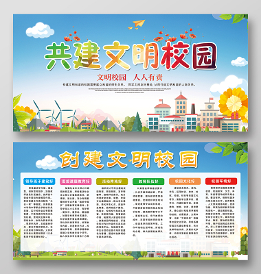 共建文明校园宣传栏展板设计