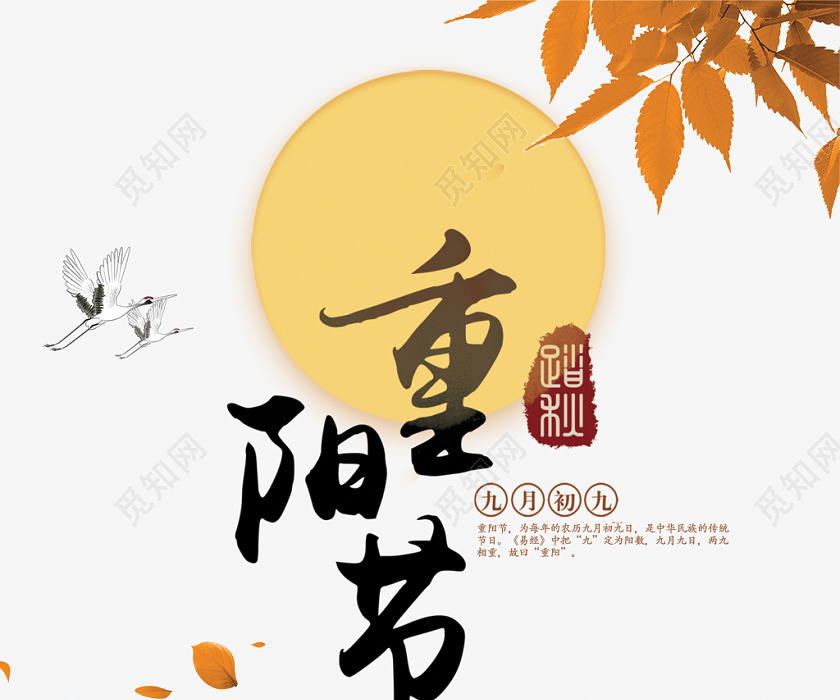 手绘清新九九重阳节宣传敬老爱老海报