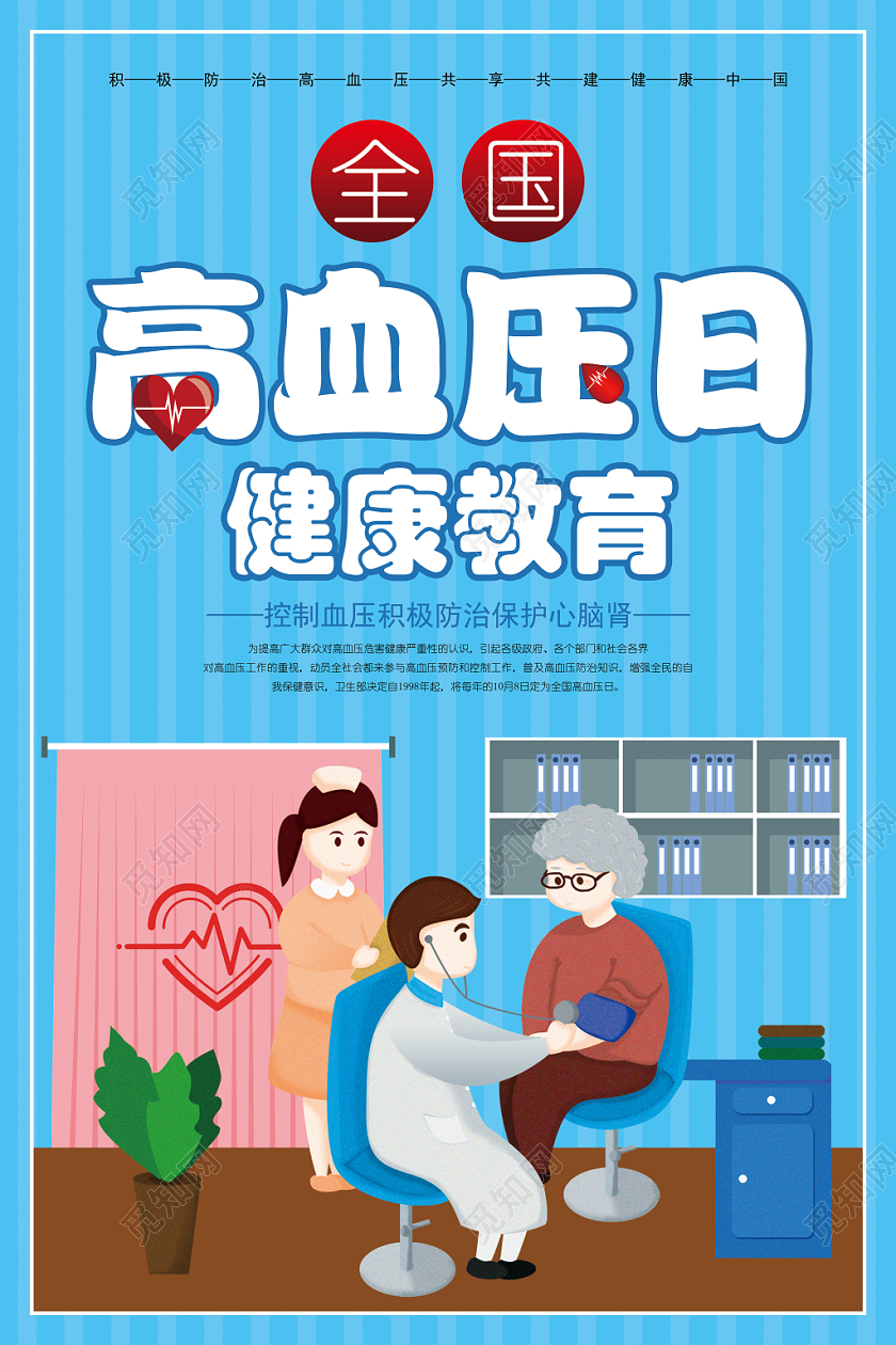 全国高血压日积极预防高血压健康教育宣传海报