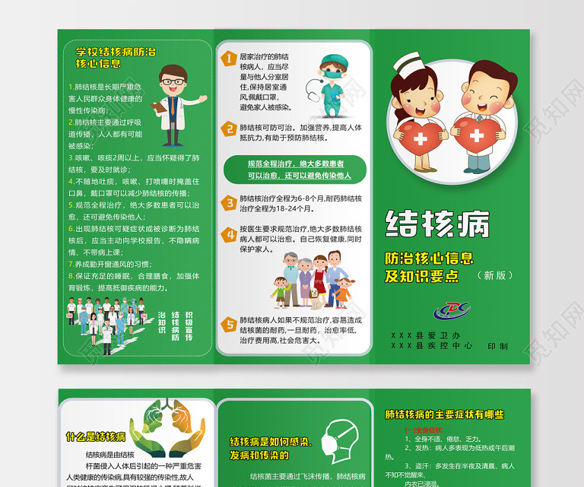绿色清爽结核病防治核心信息及知识要点三折页防治结核病 绿色清爽结核病防治核心信息及知识要点三折页防治结核病