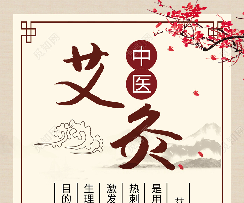 简约大气黄色系中医养生艾灸宣传展架