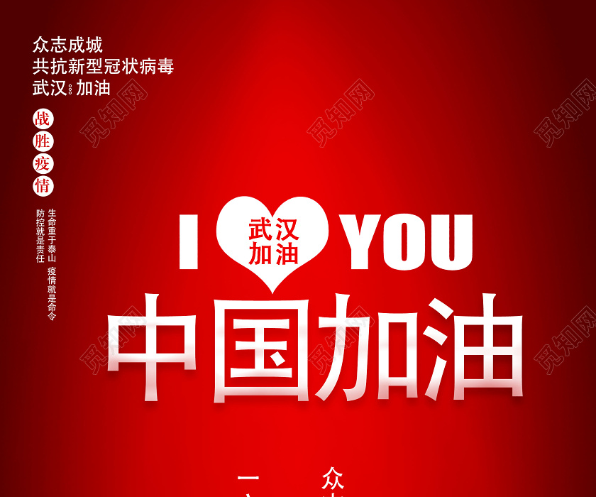 中国加油武汉加油战胜疫情肺炎海报