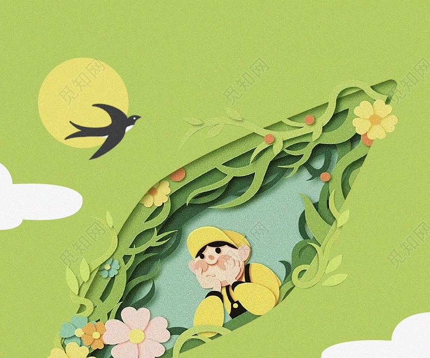 绿色简约春天来了万物复苏春暖花开燕归来海报
