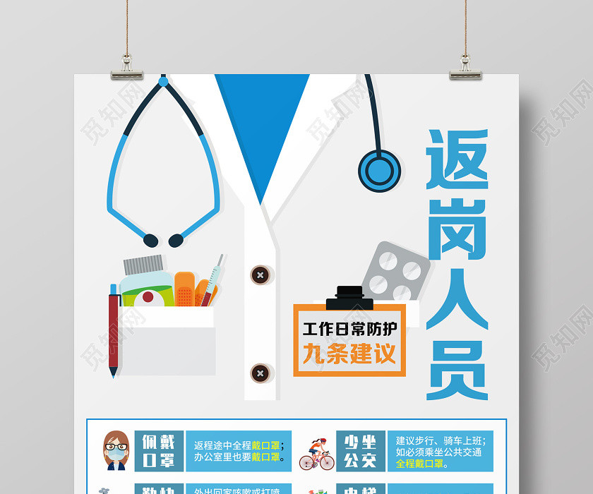 創意返崗人員復工工作日常防護九條建議共抗疫情新冠病毒公益海報 創意返崗人員復工工作日常防護九條建議共抗疫情新冠病毒公益海報